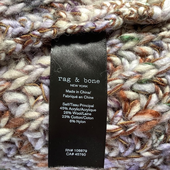 Rag & Bone Wool Blend Marled Funnel Neck Sweater Multicolor SZ L - Picture 12 of 16